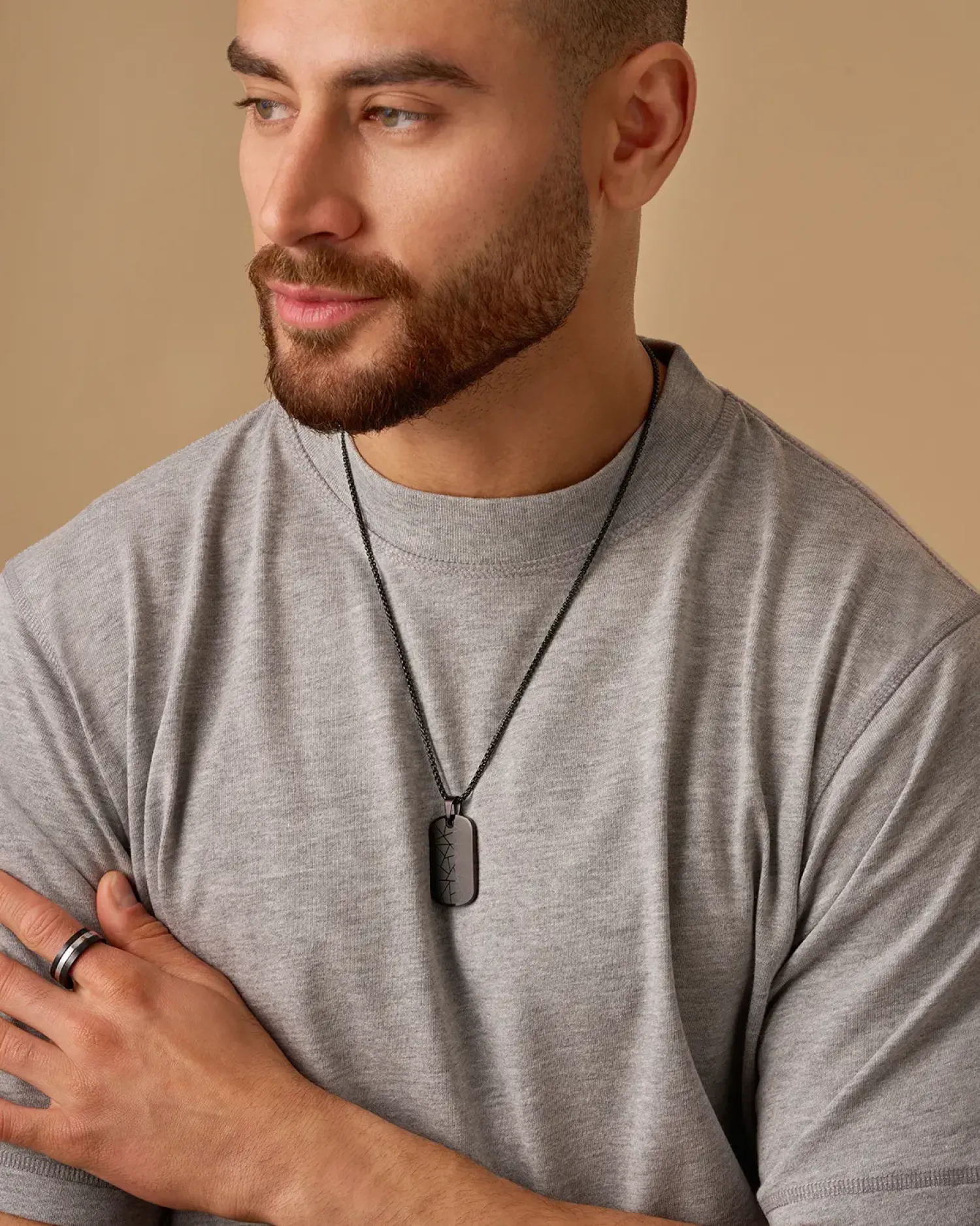 Bijou Brigitte Bague pour homme - Shiny Black Outlet