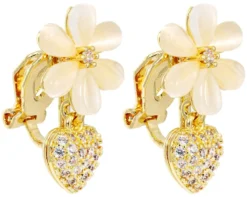 Bijou Brigitte Boucles d'oreilles clips - Flower Charm New