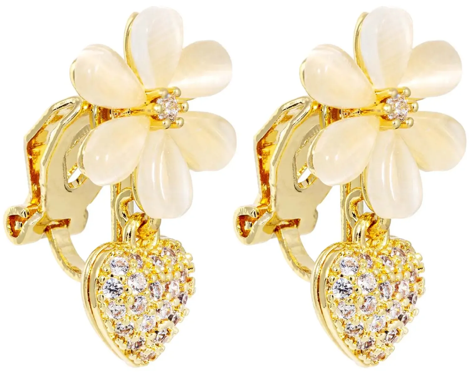 Bijou Brigitte Boucles d'oreilles clips - Flower Charm New