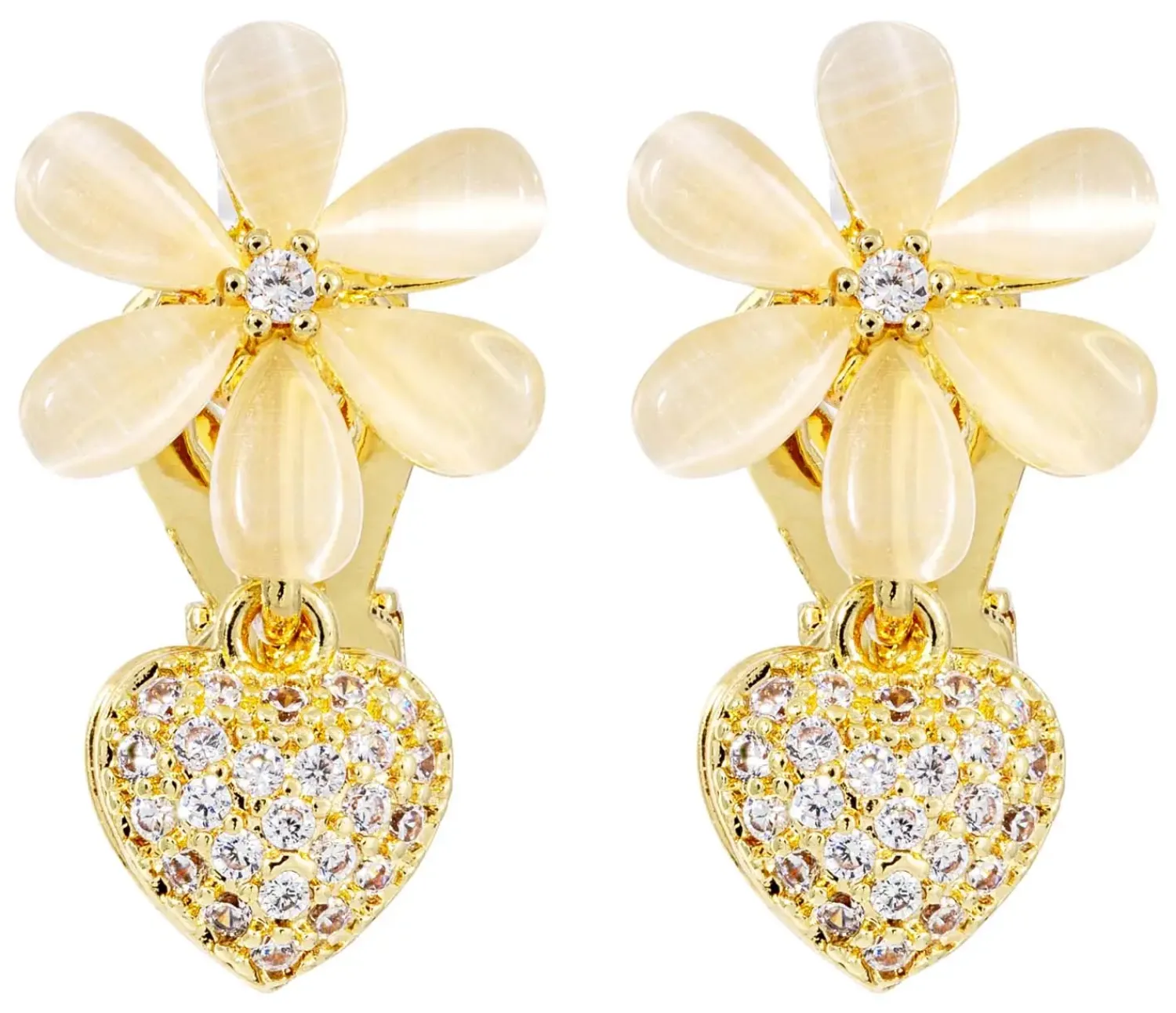 Bijou Brigitte Boucles d'oreilles clips - Flower Charm New