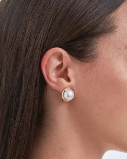 Bijou Brigitte Boucles d'oreilles clips - Golden Pearl Duo Clearance
