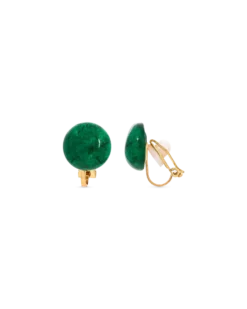 Bijou Brigitte Boucles d'oreilles clips - Moss Agate