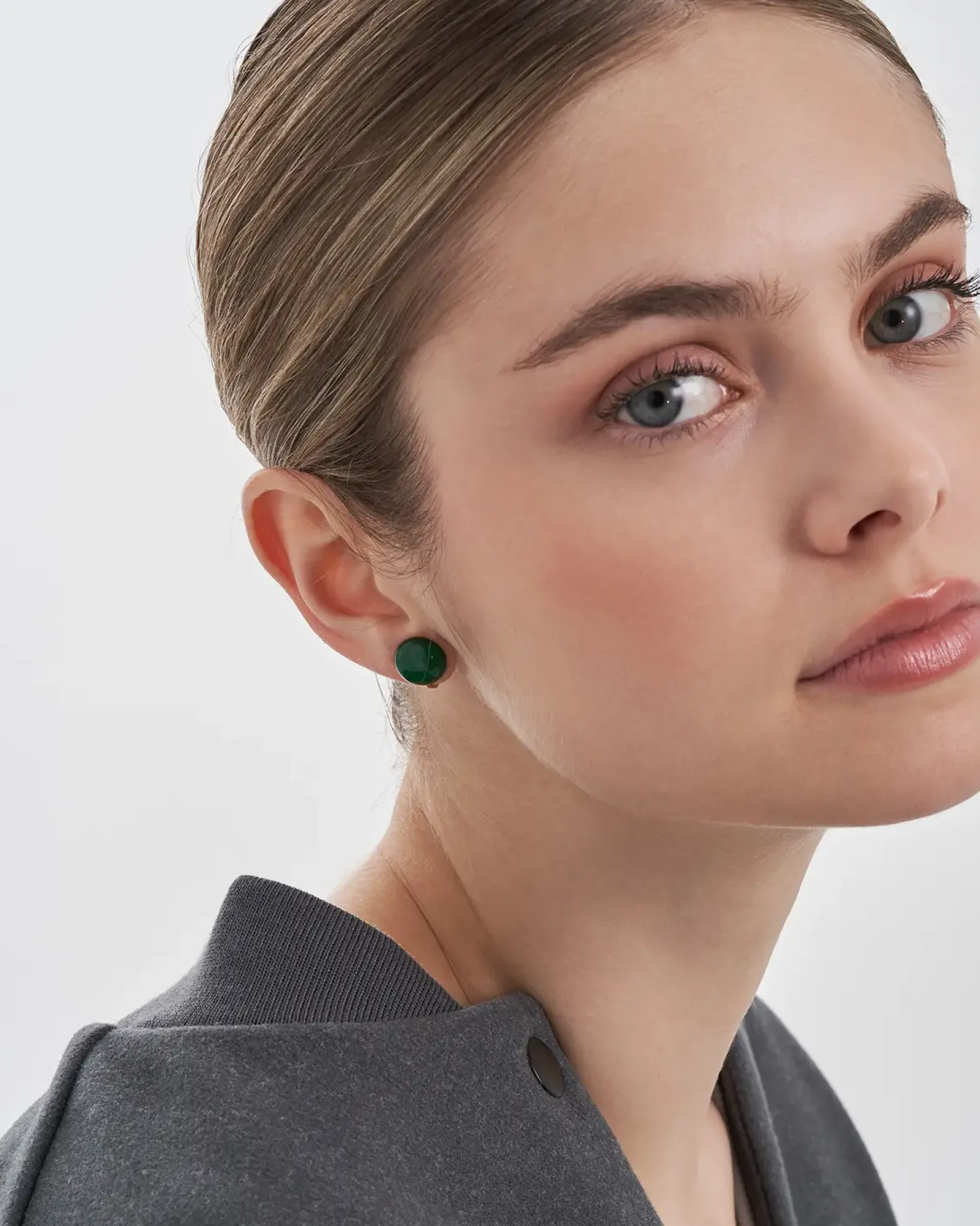 Bijou Brigitte Boucles d'oreilles clips - Moss Agate