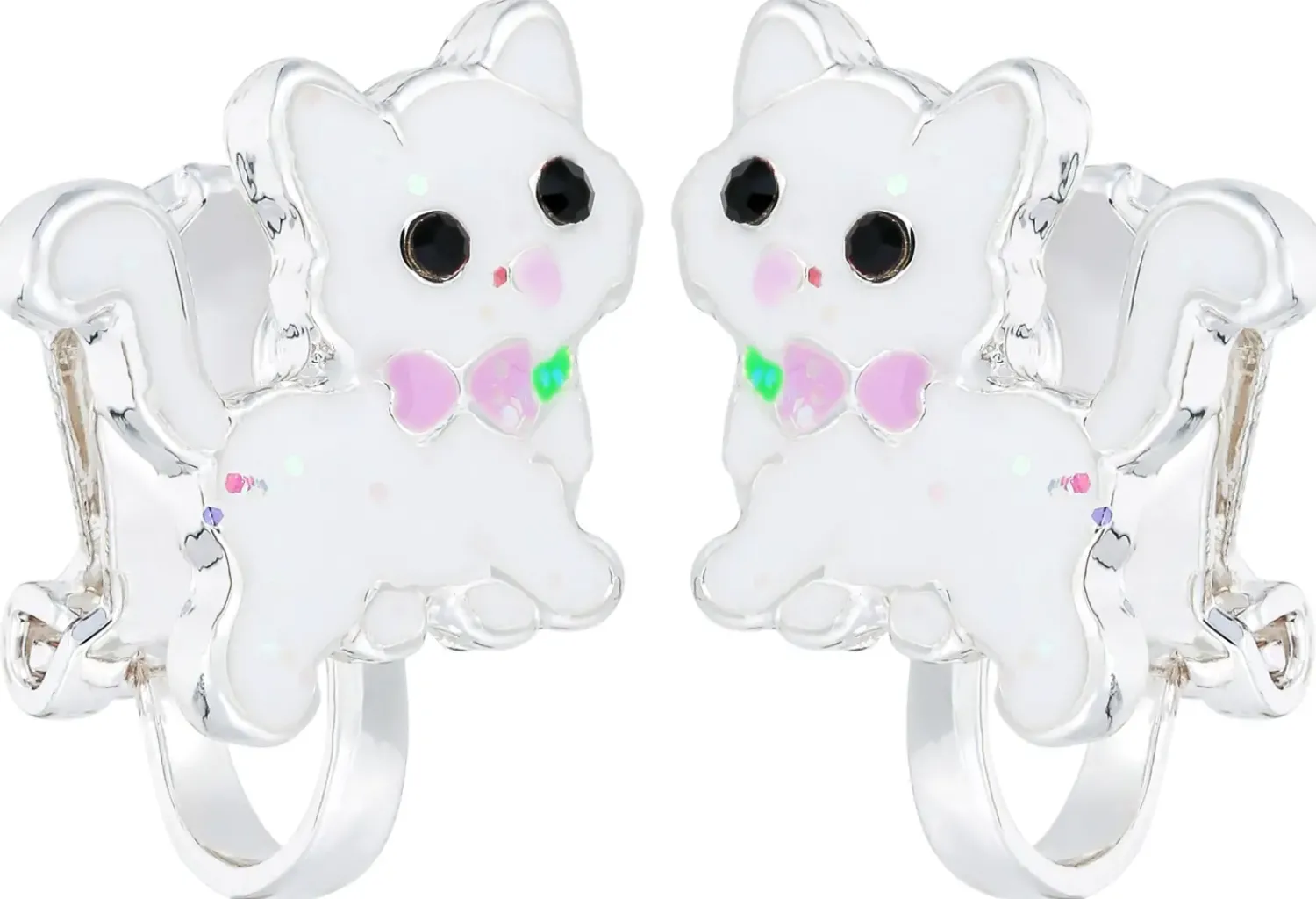 Bijou Brigitte Boucles d'oreilles clips pour enfant - White Cutie Sale