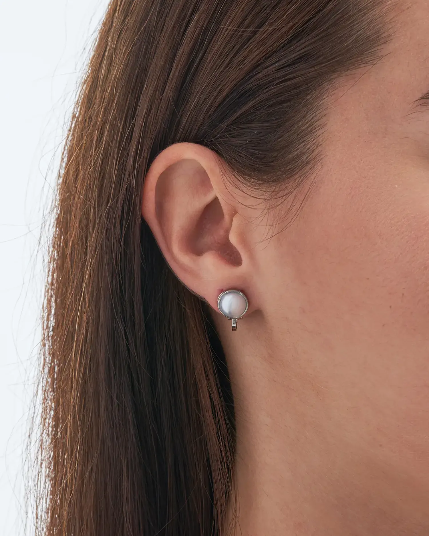 Bijou Brigitte Boucles d'oreilles clips - Silver Pearl Sale