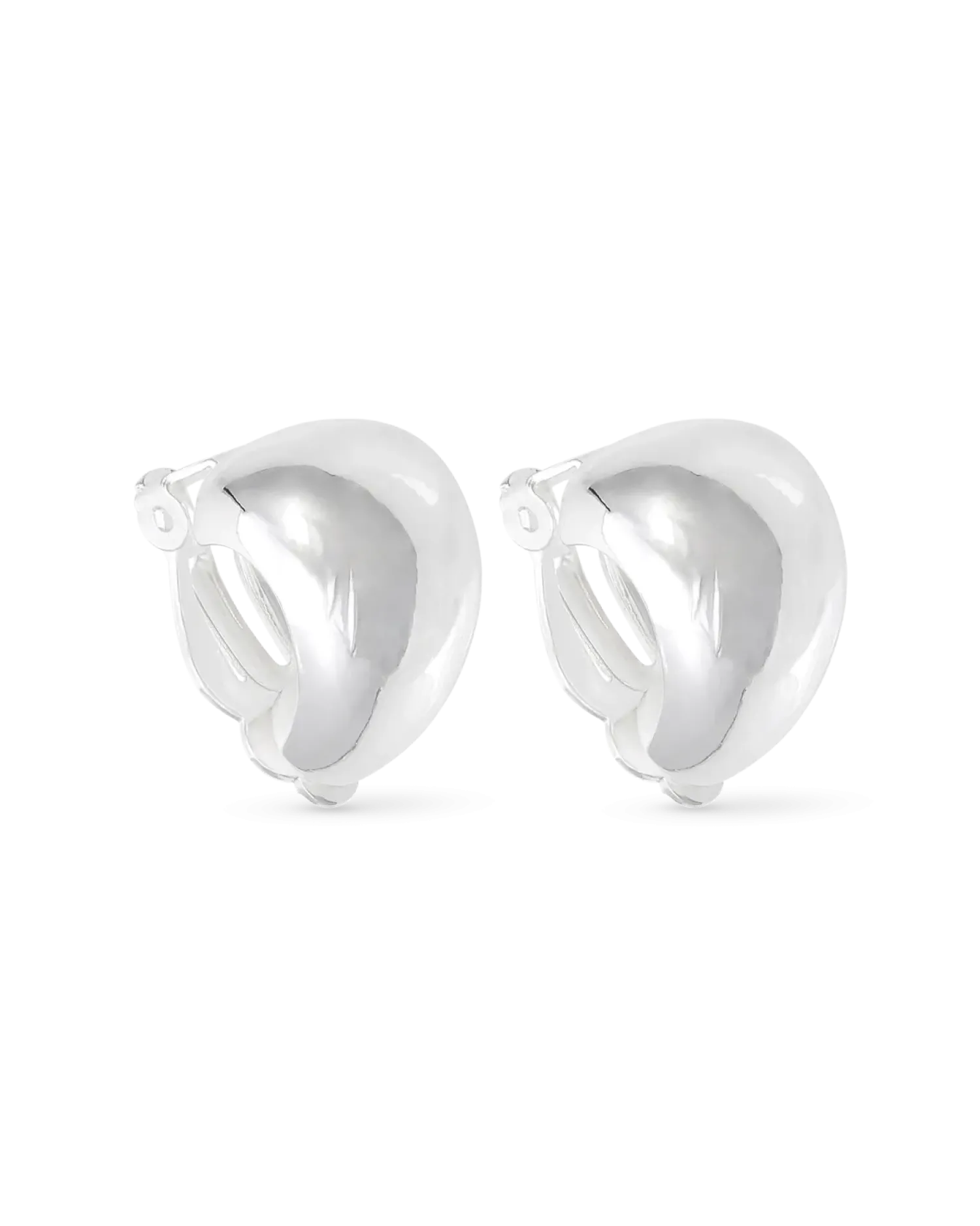 Bijou Brigitte Boucles d'oreilles clips - Smooth Silver Clearance