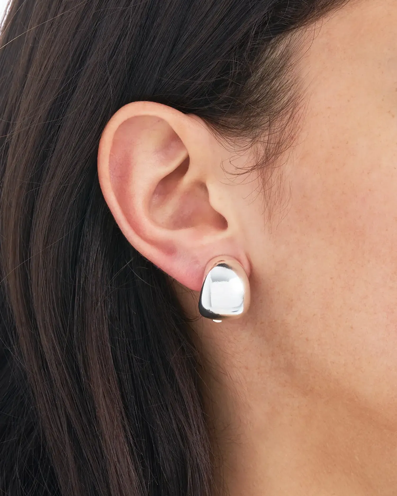 Bijou Brigitte Boucles d'oreilles clips - Smooth Silver Clearance
