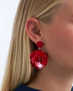 Bijou Brigitte Boucles d'oreilles - Red Flowers Hot