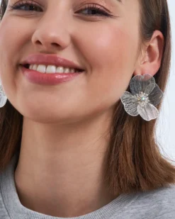 Bijou Brigitte Boucles d'oreilles - Silver Petal Discount