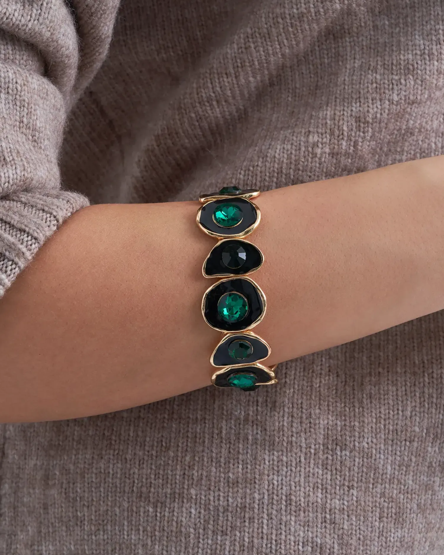 Bijou Brigitte Bracelet - Asymmetrical Emerald Sale