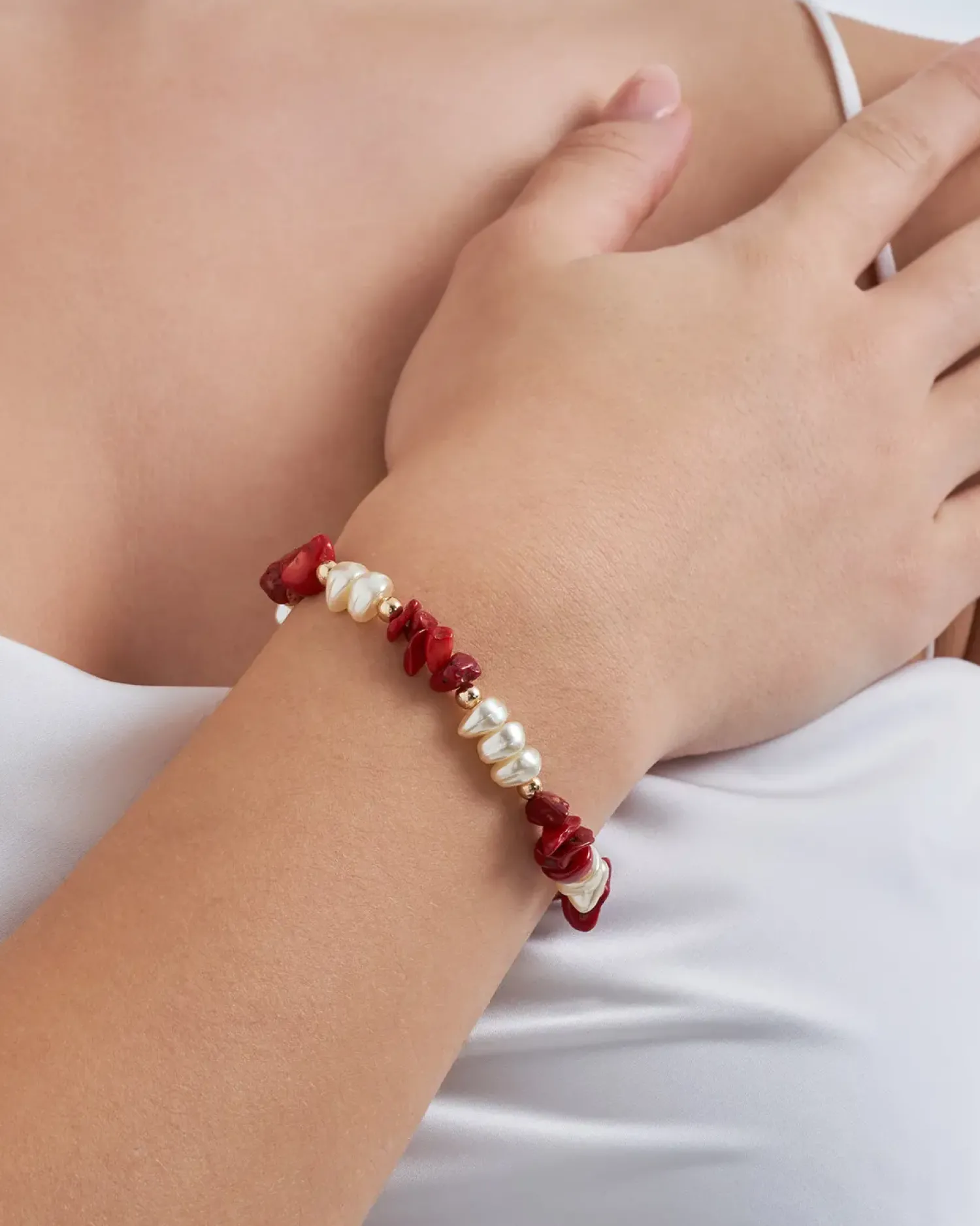Bijou Brigitte Bracelet - Coral Red Hot