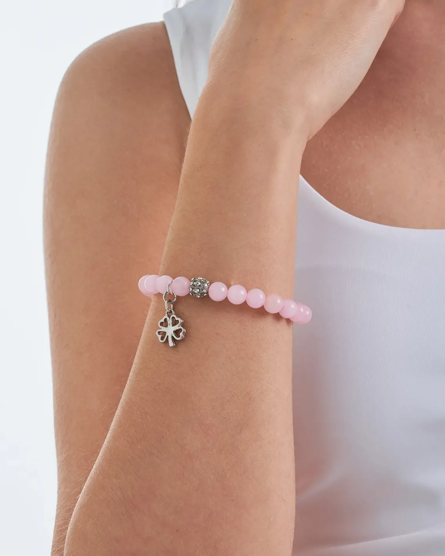 Bijou Brigitte Bracelet - Quartz rose / trèfle Discount