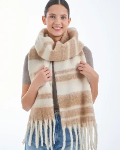 Bijou Brigitte Écharpe - Beige Stripes Sale