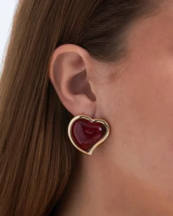 Bijou Brigitte Clous d'oreilles - Burgundy Hearts Discount