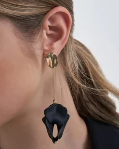 Bijou Brigitte Clous d'oreilles - Noir Leaves Sale