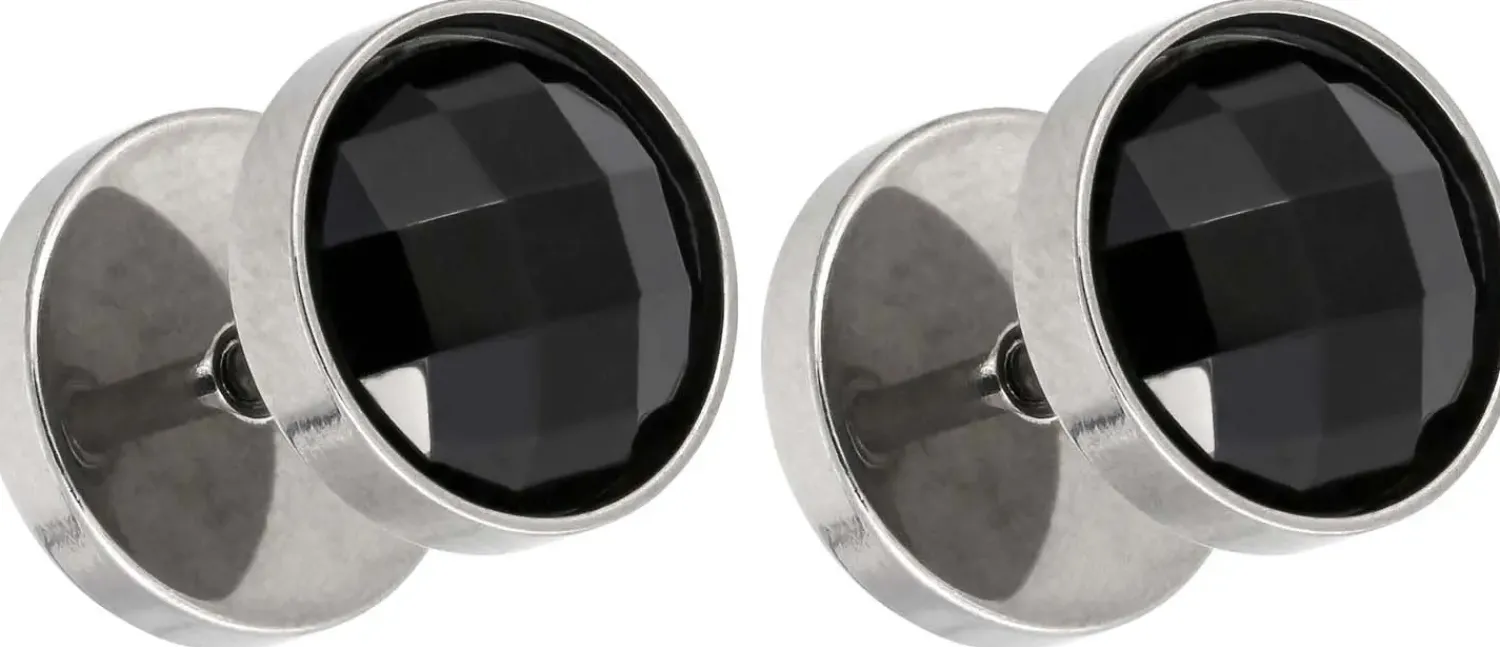 Bijou Brigitte Clous d'oreilles pour homme - Black Sparkle Outlet