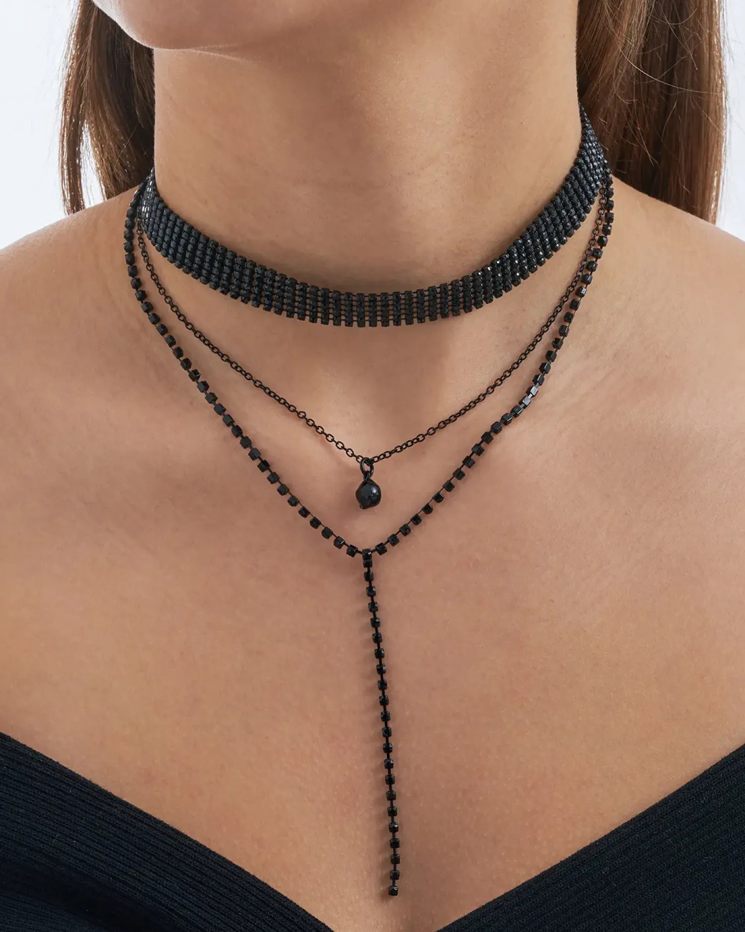 Bijou Brigitte Collier multirangs - Black Glamour Clearance