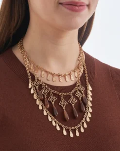 Bijou Brigitte Collier multirangs - Brown Boho New
