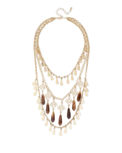 Bijou Brigitte Collier multirangs - Brown Boho New