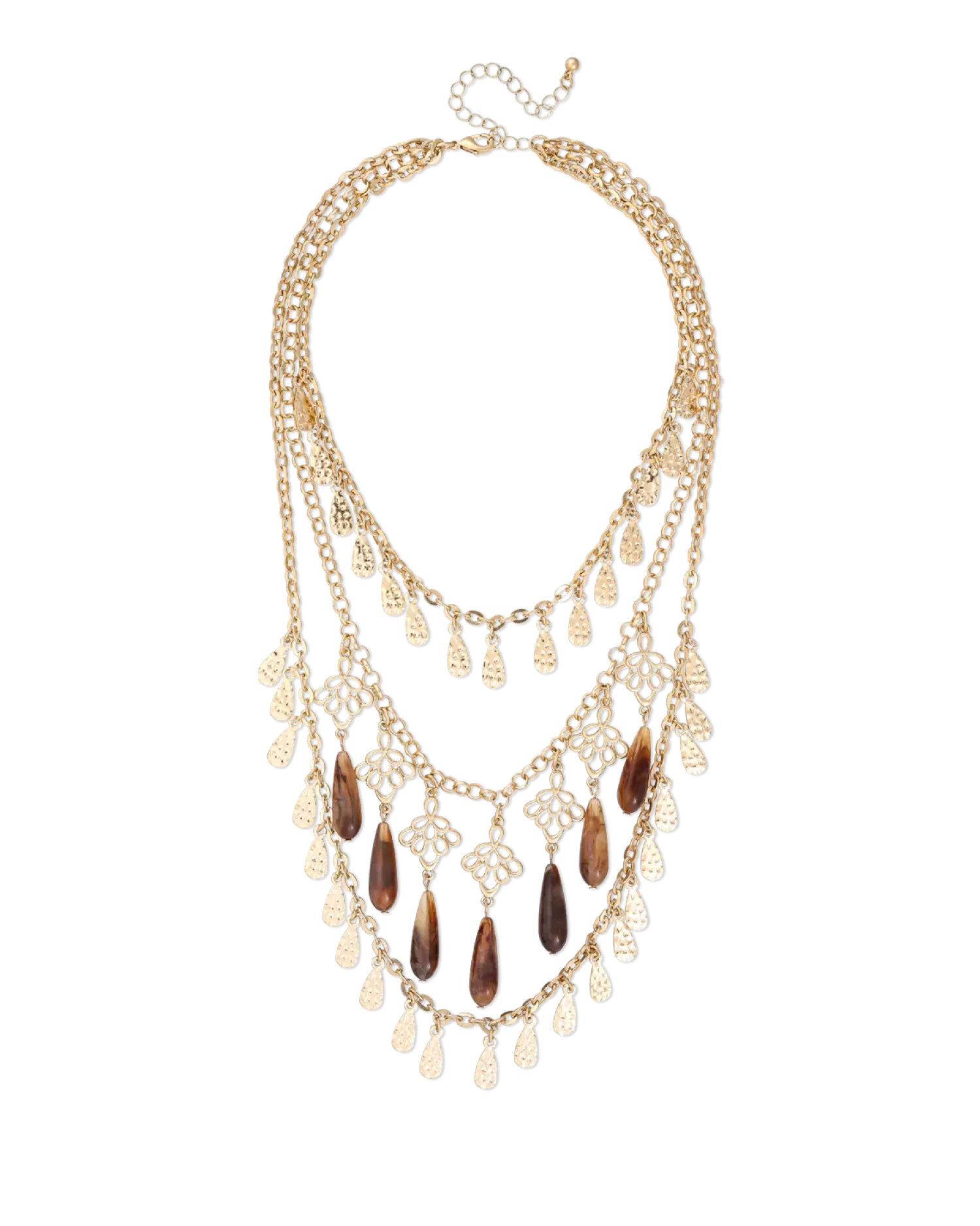Bijou Brigitte Collier multirangs - Brown Boho New