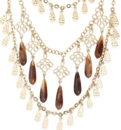 Bijou Brigitte Collier multirangs - Brown Boho New