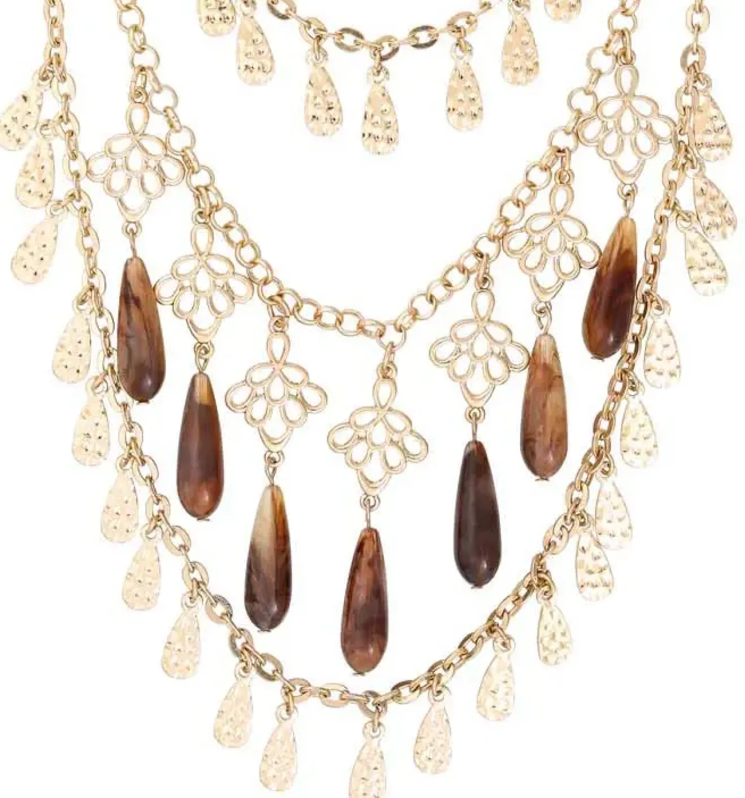 Bijou Brigitte Collier multirangs - Brown Boho New