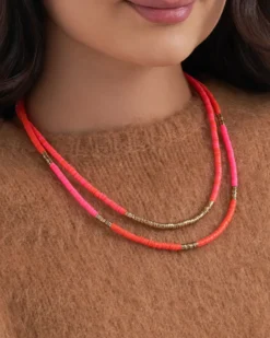Bijou Brigitte Collier multirangs - Coral Shine Clearance