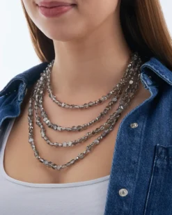 Bijou Brigitte Collier multirangs - Grey Pearls Hot