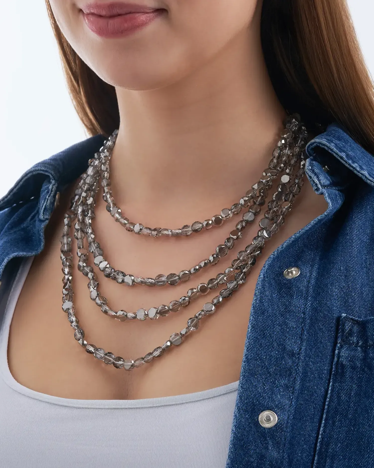 Bijou Brigitte Collier multirangs - Grey Pearls Hot
