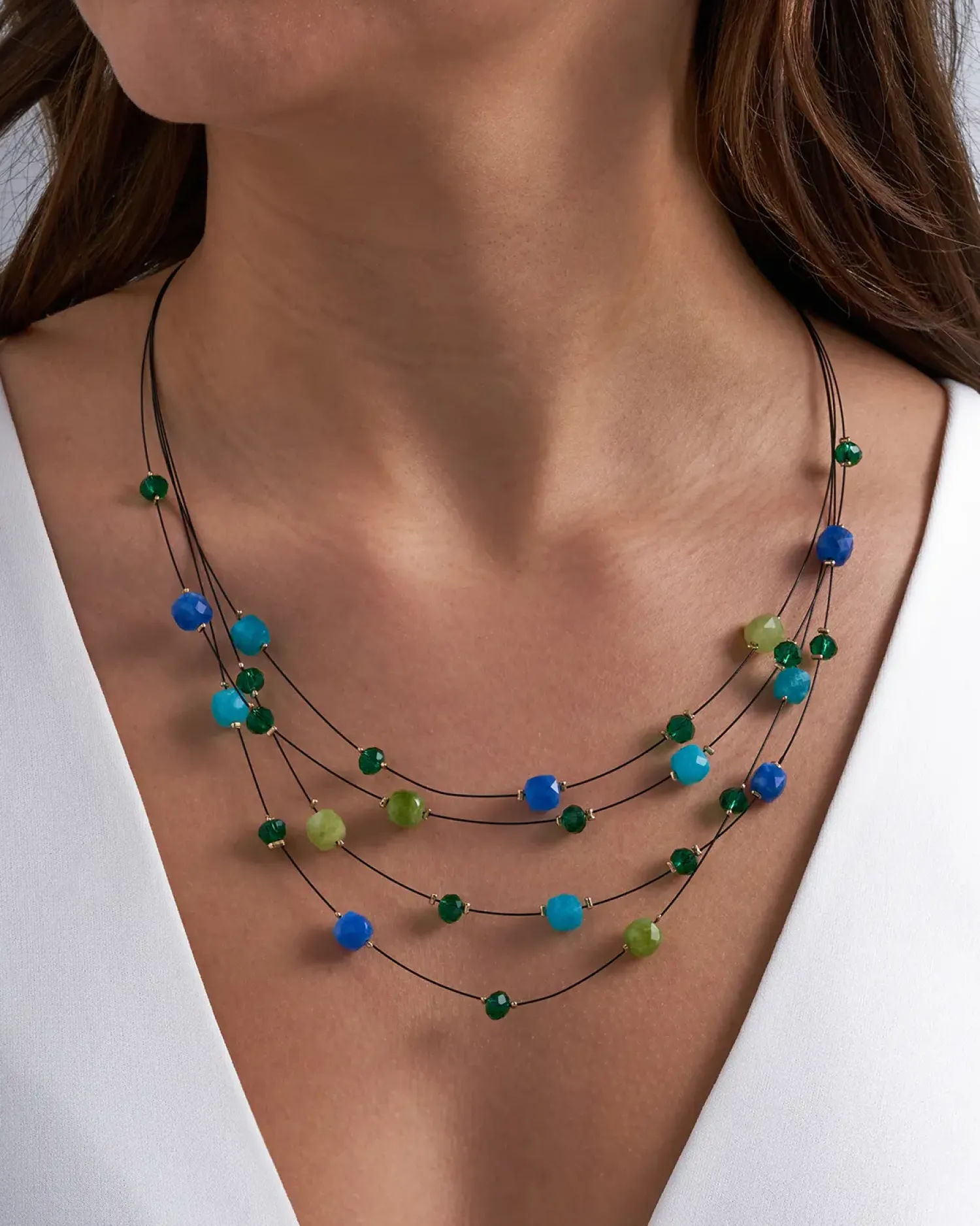 Bijou Brigitte Collier multirangs - Jade Stone New