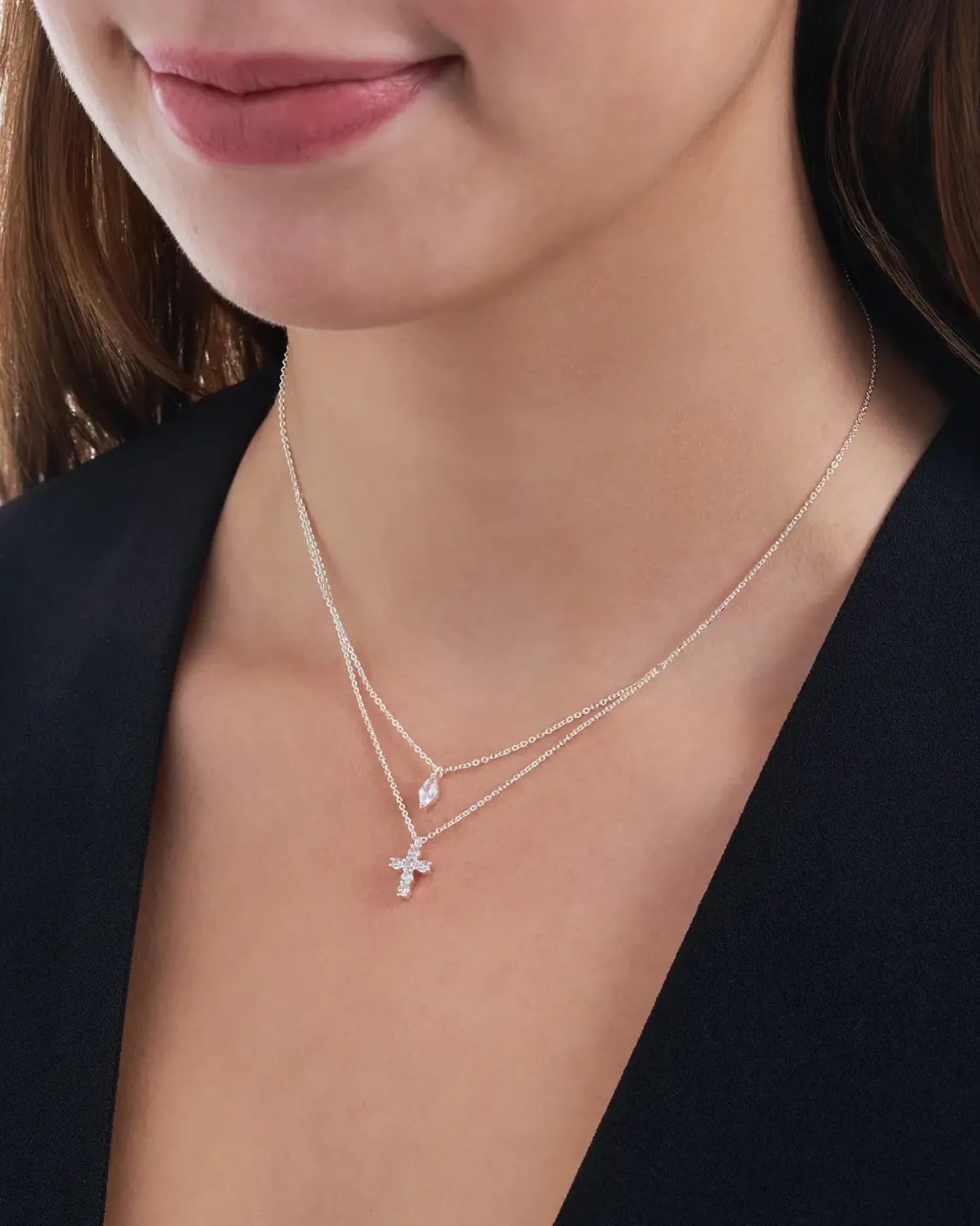 Bijou Brigitte Collier multirangs - Luminous Cross Outlet