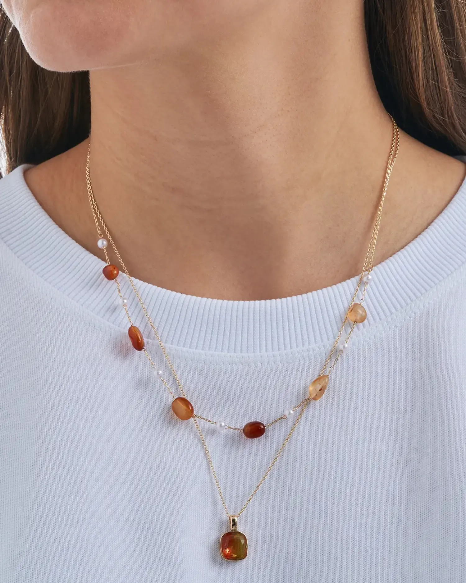 Bijou Brigitte Collier multirangs - Orange Agate Outlet