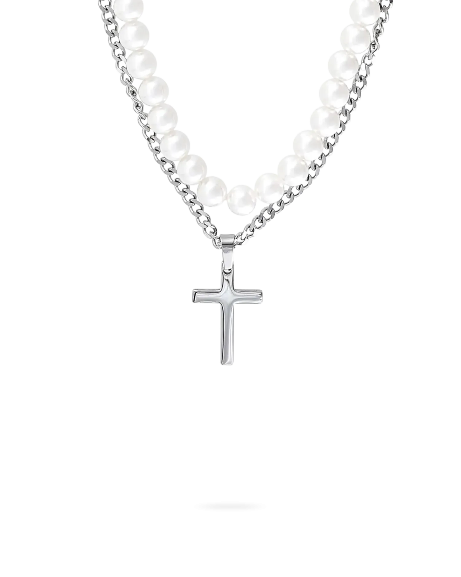 Bijou Brigitte Collier multirangs pour homme - White Pearls Hot