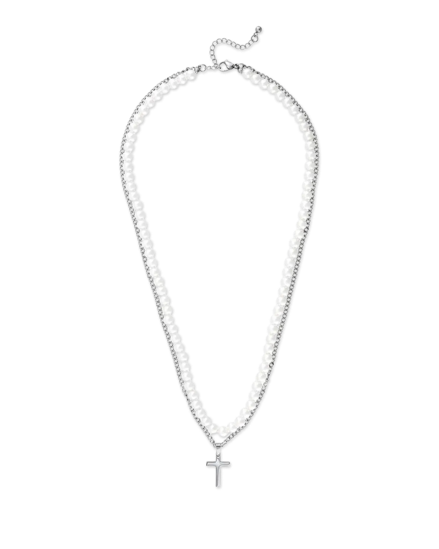 Bijou Brigitte Collier multirangs pour homme - White Pearls Hot