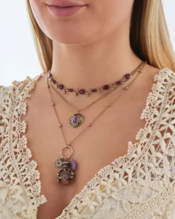 Bijou Brigitte Collier multirangs - Purple Boho