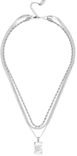 Bijou Brigitte Collier multirangs - Rectangle Steel