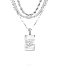 Bijou Brigitte Collier multirangs - Rectangle Steel