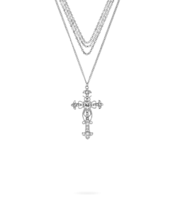 Bijou Brigitte Collier multirangs - Rhinestone Cross Hot