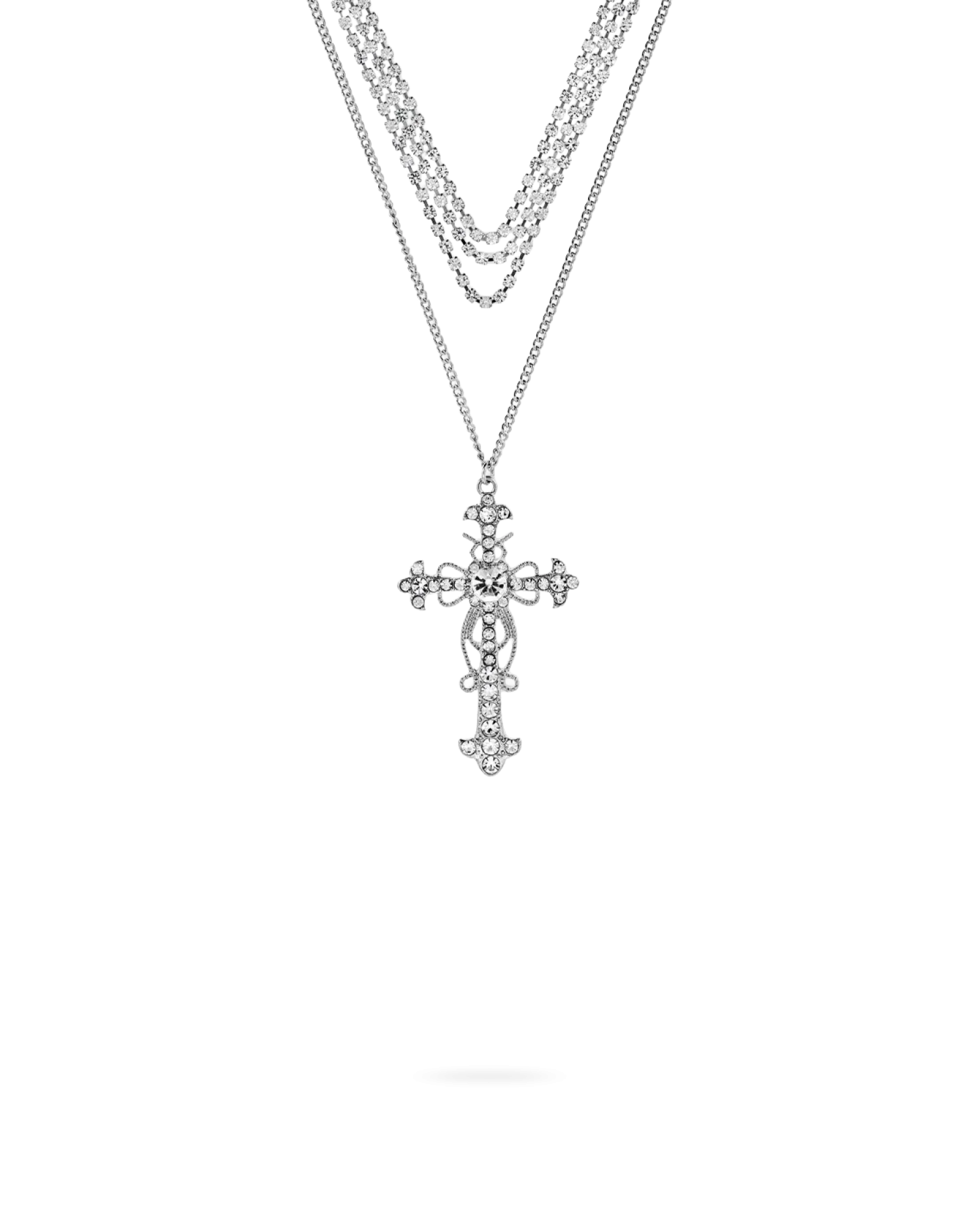 Bijou Brigitte Collier multirangs - Rhinestone Cross Hot