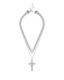 Bijou Brigitte Collier multirangs - Rhinestone Cross Hot