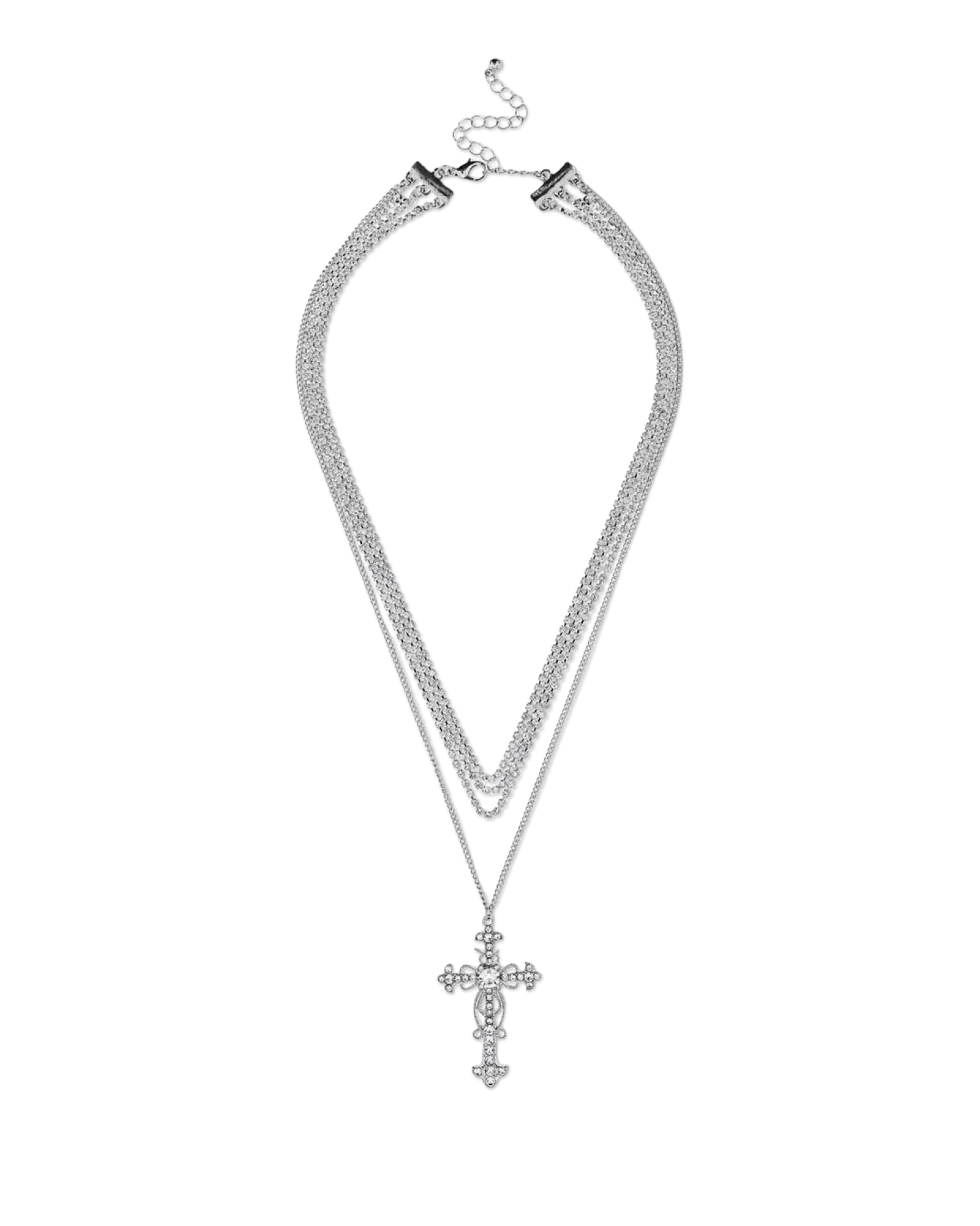 Bijou Brigitte Collier multirangs - Rhinestone Cross Hot