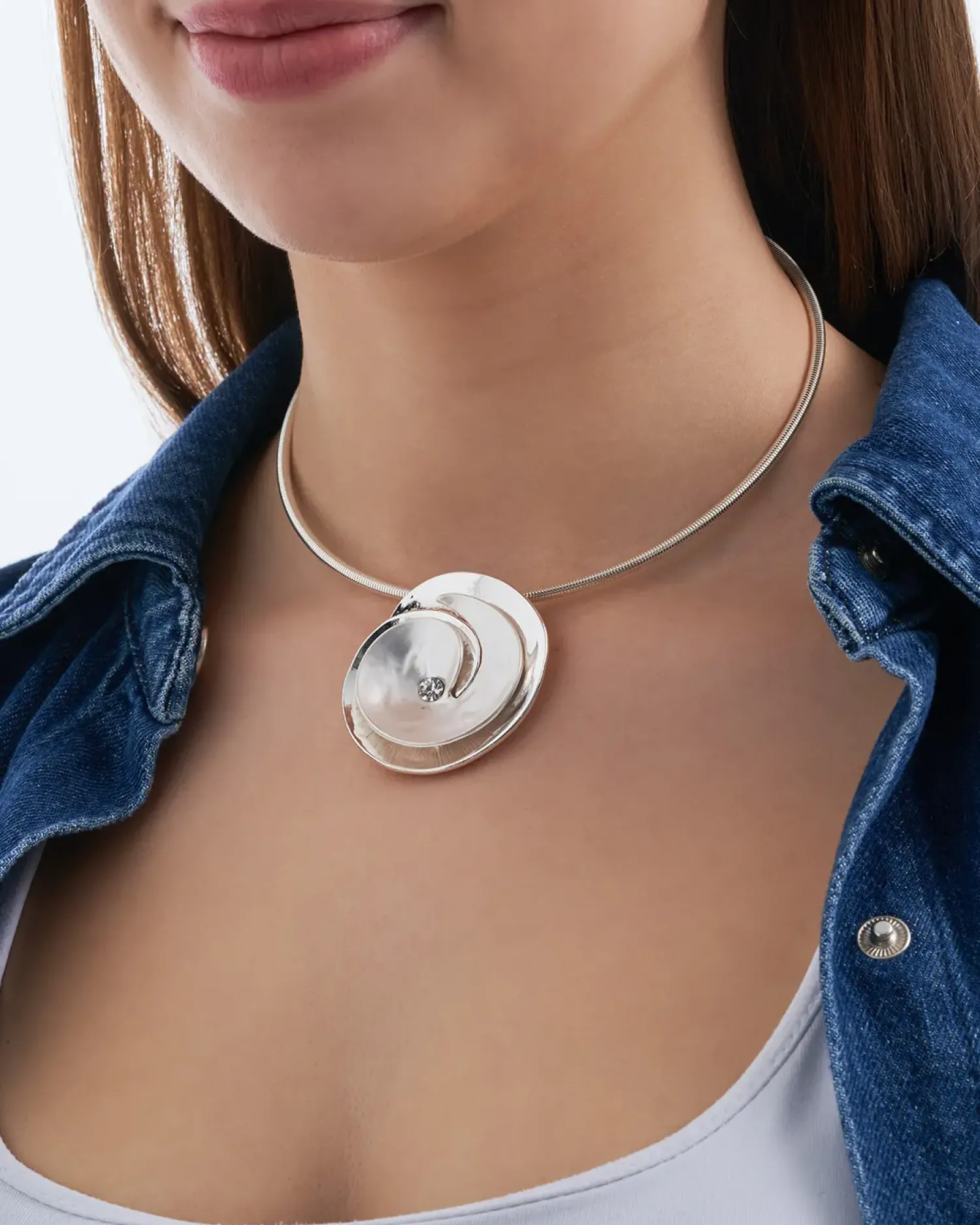 Bijou Brigitte Collier ras du cou - Silver Flower Outlet