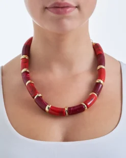 Bijou Brigitte Collier - Red Marble Clearance