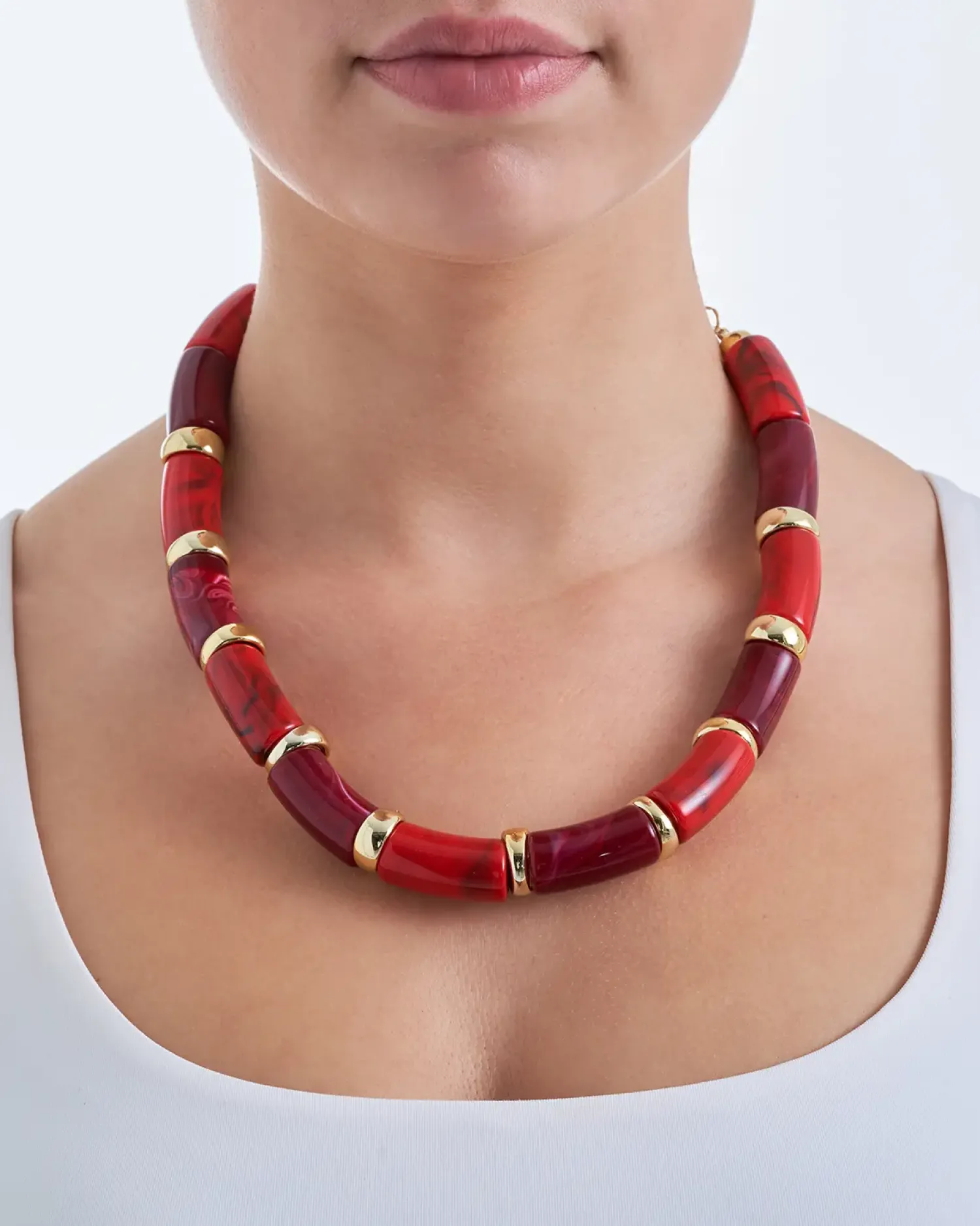 Bijou Brigitte Collier - Red Marble Clearance