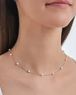 Bijou Brigitte Collier - Rhodium Pearls Discount