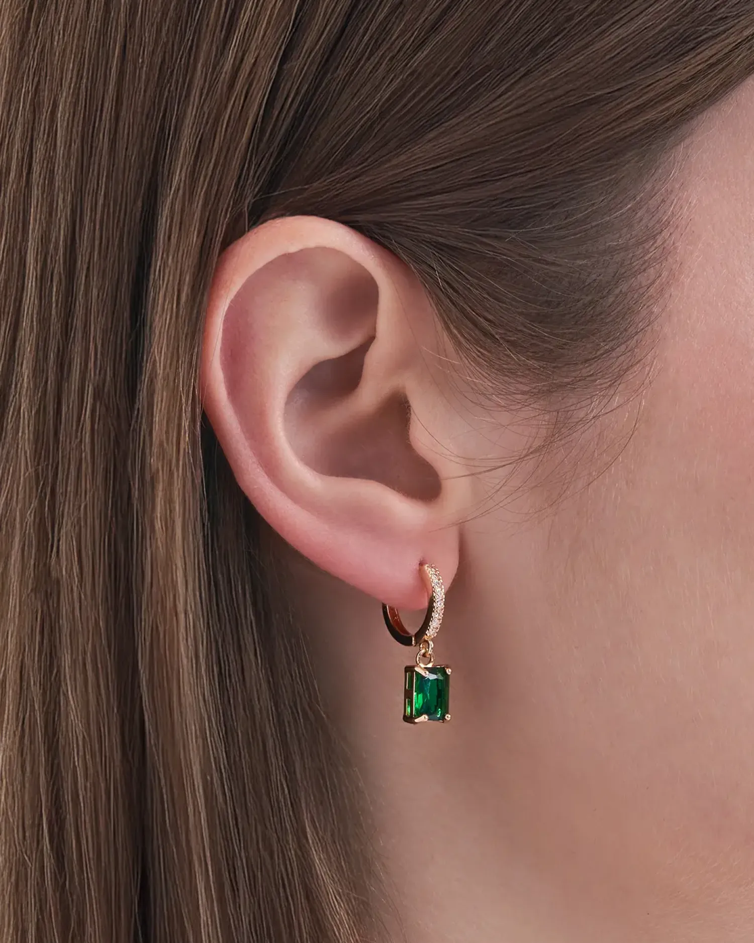 Bijou Brigitte Créoles - Green Rectangle Clearance