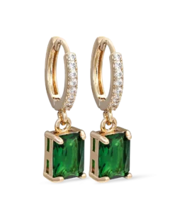 Bijou Brigitte Créoles - Green Rectangle Clearance