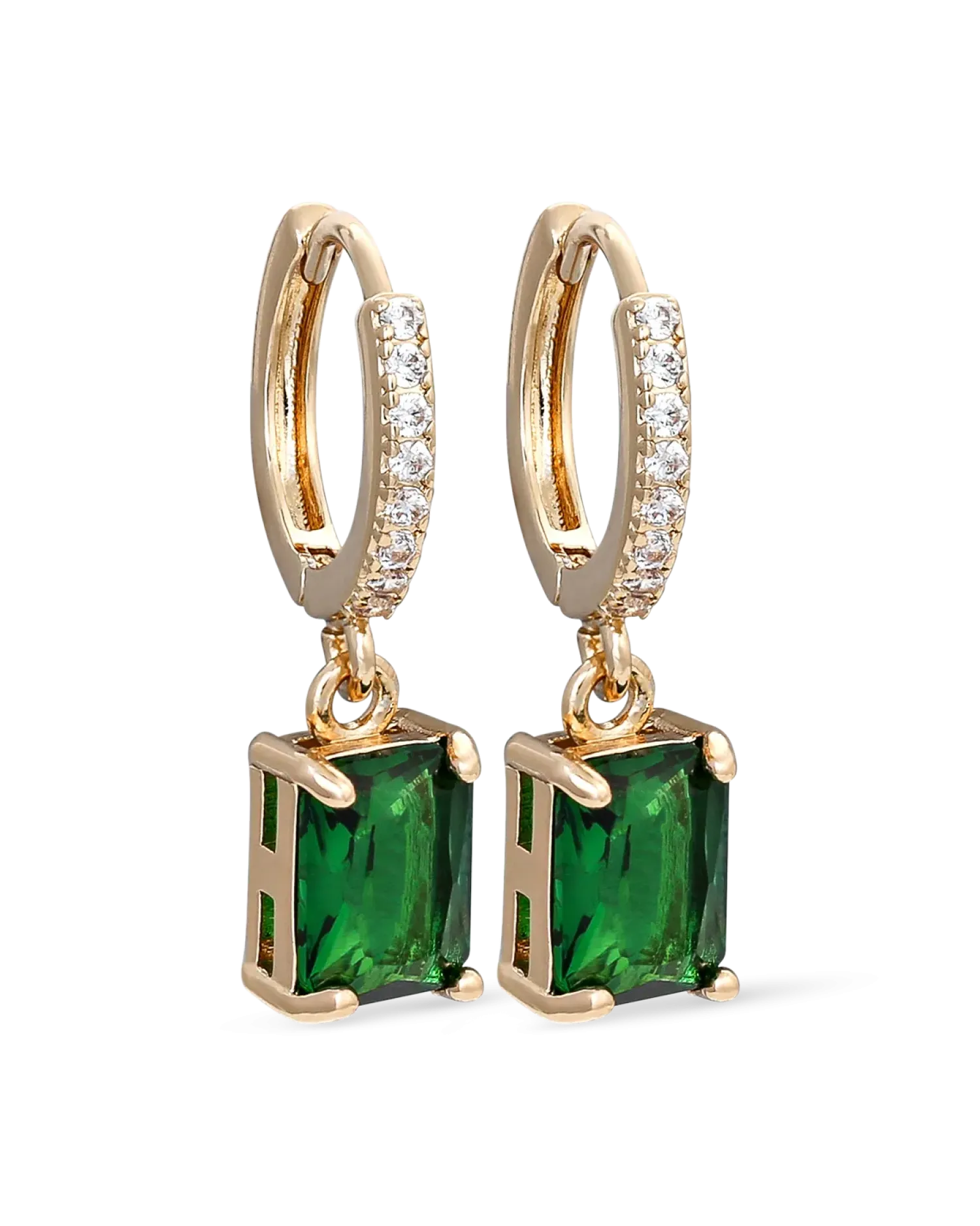 Bijou Brigitte Créoles - Green Rectangle Clearance