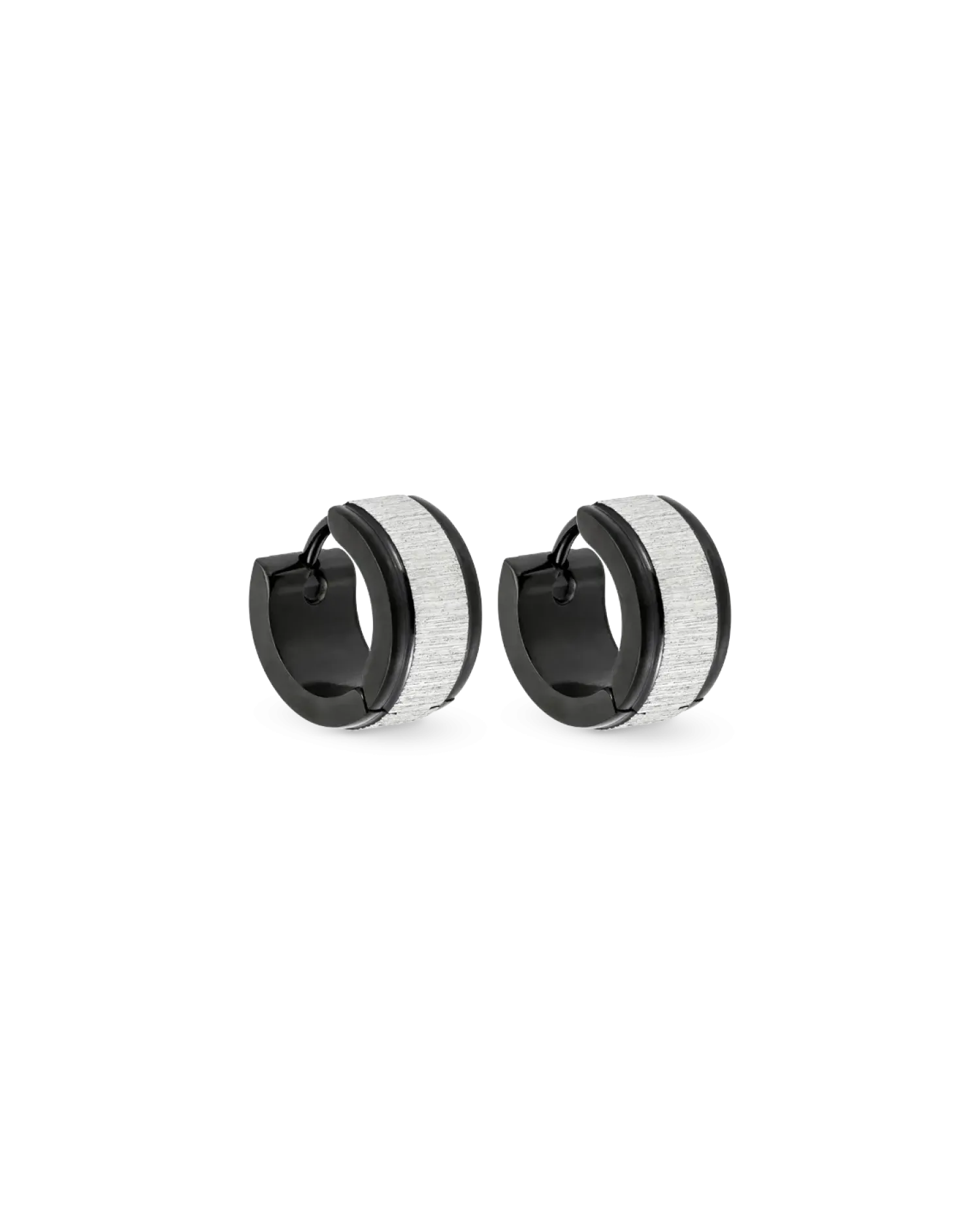 Bijou Brigitte Créoles pour homme - Scratched Silver