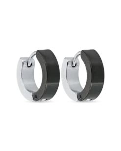 Bijou Brigitte Créoles pour homme - Silver Black Hot
